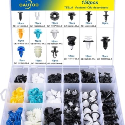 BOITE DE CLIPS RIVET PARE-CHOC ET PLASTIQUE 150 PCS TESLA