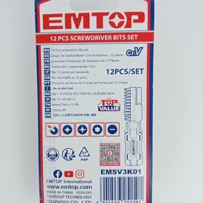 ENSEMBLE D'EMBOUTS DE TOURNEVIS DE 12 PCS EMTOP