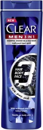 CLEAR HOMME SHAMPOOING 3EN1 CHEVEUX BARBE CORPS AU CHARBON ACTIF 180ML 1 clear-3en1-au-charbon (1)