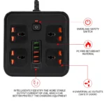 Prise de courant universelle avec protection contre les surcharges, 4 prises secteur, câble de 2 mètres – Image 3