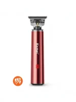 Tondeuse à cheveux Kemei rechargeable sans fil avec 3 pics accessoires- Rouge