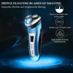 Rasoir Électrique Rechargeable Barbe Tondeuse Rasage - Bleu – Image 2