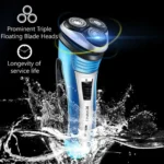 Rasoir Électrique Rechargeable Barbe Tondeuse Rasage - Bleu – Image 4