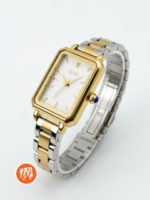 Montre femme élégante dorée IEKE avec cadran blanc serti de strass et bracelet acier inoxydable – Image 5