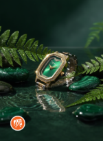 Montre femme élégante dorée IEKE avec cadran blanc serti de strass et bracelet acier inoxydable – Image 2